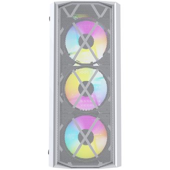  Корпус Powercase CMRMW-L4 Rhombus X4 White, Tempered Glass, Mesh, 4x 120mm 5-color LED fan, белый, ATX (CMRMW-L4) 