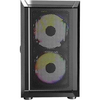  Корпус Powercase CMIMH3B-L3 Mistral Micro H3B Mesh LED, Tempered Glass, 2x 140mm + 1х 120mm 5-color fan, черный, mATX (CMIMH3B-L3) 