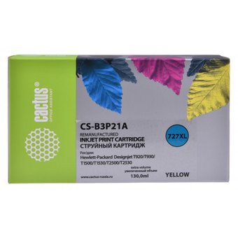 Картридж струйный Cactus №727 CS-B3P21A желтый (130мл) для HP DJ T920/T1500/T2530 