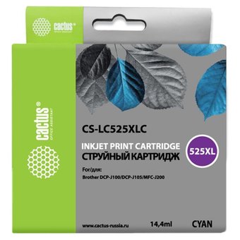  Картридж струйный Cactus CS-LC525XLC голубой для Brother DCP-J100/J105/J200 (16.6мл) 