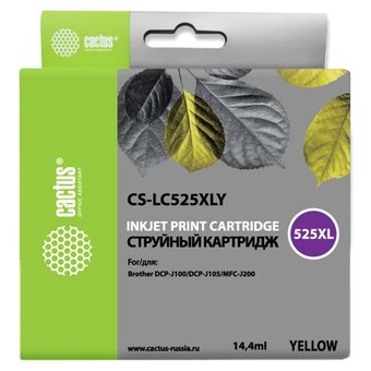  Картридж струйный Cactus CS-LC525XLY желтый для Brother DCP-J100/J105/J200 (16.6мл) 