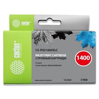 Картридж струйный Cactus CS-PGI1400XLC синий для Canon MB2050/MB2350/MB2040/MB2340 (11.5мл) 