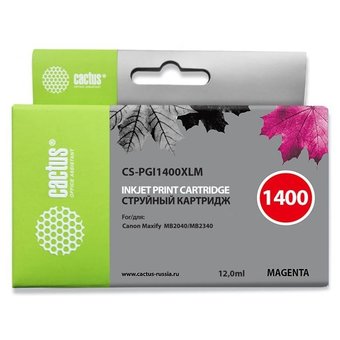  Картридж струйный Cactus CS-PGI1400XLM пурпурный для HP Canon MB2050/MB2350/MB2040/MB2340 (11.5мл) 