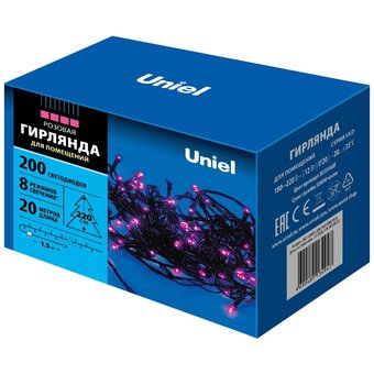  Гирлянда Uniel UL-00007310 ULD-S2000-200/DGA PINK IP20 