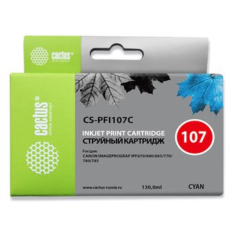  Картридж струйный Cactus CS-PFI107C синий (130мл) для Canon IP iPF670/iPF680/iPF685/iPF770/iPF780/iPF785/ 