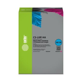  Картридж струйный Cactus CS-L0R14A 981M пурпурный 240мл для HP PageWide Enterprise Color 556dn/556xh/Flow MFP586z 
