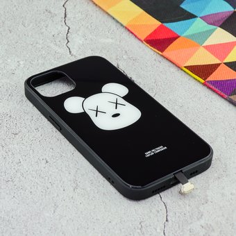  Чехол для iPhone 13 BEARBRICK флуоресентный рисунок чёрный 