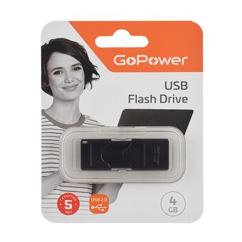  USB-флешка GoPower Slider 00-00025961 4GB USB2.0 пластик черный 