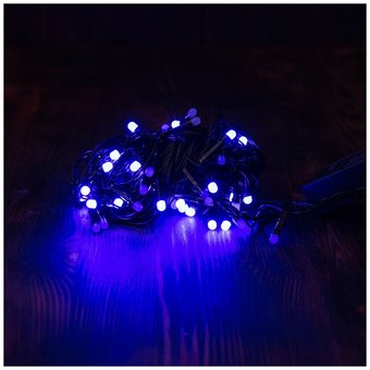  Гирлянда новогодняя чёрный шнур 500 LED, синяя 