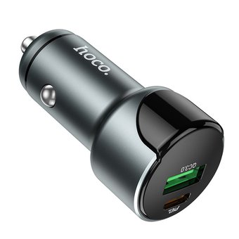  АЗУ HOCO Z42 Light road dual port digital display PD20W+QC3.0, metal gray 