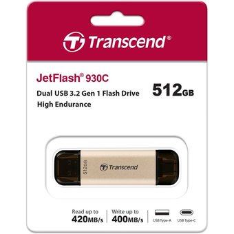  USB-флешка Transcend 512Gb Jetflash 930С TS512GJF930C USB3.0 золотистый/черный 