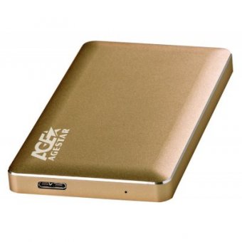  Корпус AgeStar 31UB2A16 Gold для HDD/SSD 2.5" Sata3 USB3.1, алюминиевый, безвинтовой 