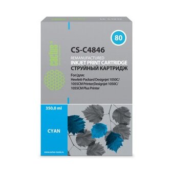  Картридж струйный Cactus CS-C4846 №80 голубой 400мл для HP DJ 1050C/1055CM/1000 