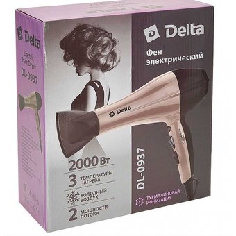  Фен DELTA DL-0937 черный с бежевым 