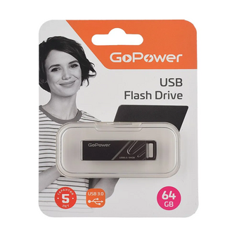  USB-флешка GoPower Titan (00-00025967) 64GB USB3.0 металл черный графит 