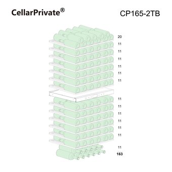  Винный шкаф Cellar Private CP165-2T (00-00000065) черный, серебристая дверь 