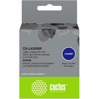  Картридж ленточный Cactus CS-LK5RBP черный для Epson LW400/LW700/LW600P/LW1000P/K400/Z700/Z900 