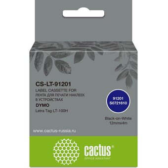  Картридж ленточный Cactus CS-LT-91201 91201 для Dymo Letra Tag LT-100H 