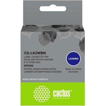  Картридж ленточный Cactus CS-LK2WBN черный для Epson LW300/LW400/LW700/LW600P/LW1000P/K400/Z700/Z900 