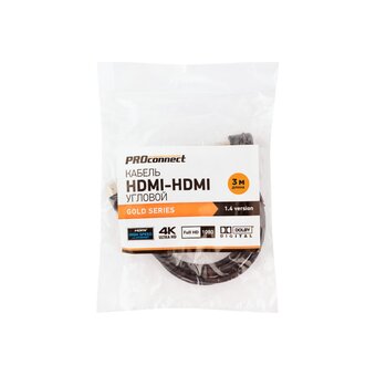  Кабель Proconnect (17-6205-4) HDMI - HDMI 1.4 gold угловой 3м 