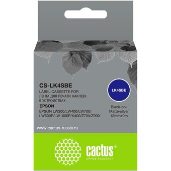  Картридж ленточный Cactus CS-LK4SBE черный для Epson LW300/LW400/LW700/LW600P/LW1000P/K400/Z700/Z900 