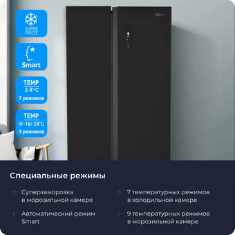  Холодильник ZUGEL ZRSS630B черный 
