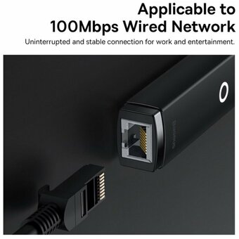  Сетевой адаптер Baseus Lite (WKQX000201) Ethernet Adapter Type-C to RJ45 LAN Port 100Mbps Black 