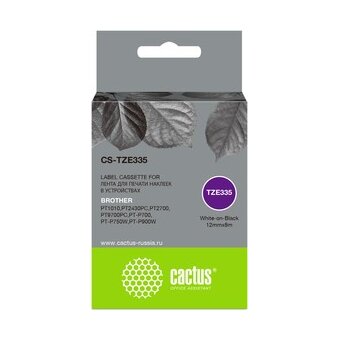 Картридж ленточный Cactus CS-TZE335 TZe-335 белый для Brother 1010/1280/1280VP/2700VP 