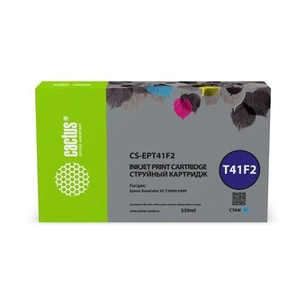  Картридж струйный Cactus CS-EPT41F2 T41F2 голубой пигментный 350мл для Epson SureColor SC-T5400M/SC-T3405/SC-T5405 
