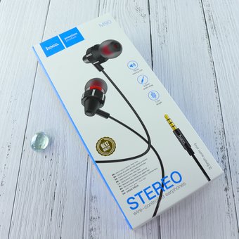  Наушники HOCO M90 Delight wire-controlled earphones with microphone, black shadow 