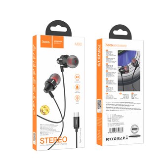  Наушники HOCO M90 Delight wire-controlled earphones with microphone, black shadow 