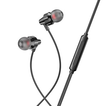 Наушники HOCO M90 Delight wire-controlled earphones with microphone, black shadow 