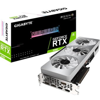  Видеокарта Gigabyte GeForce RTX 3080 GV-N3080VISION OC-10GD 2.0 LHR PCI-E 4.010240Mb 320 GDDR6X 1800/19000/HDMIx2/DPx3/HDCP Ret 