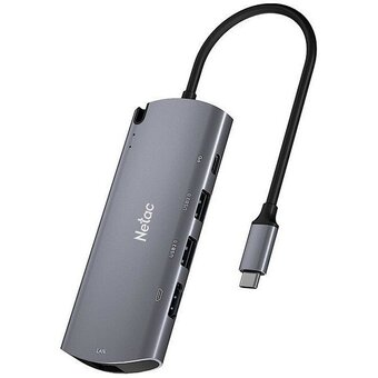  Внешний корпус NETAC WH41 NT07WH41-32C0 для SSD M.2 SATA - 2х USB3.0 + HDMI + RJ45 (LAN 1Gbs) питание по USB PD Type-C - 