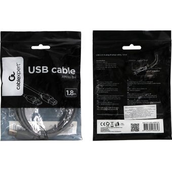  Кабель Gembird CCP-USB2-AMBM-6 USB 2.0 PRO 1.8м AM/BM позол. контакты, пакет 