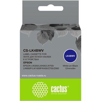  Картридж ленточный Cactus CS-LK4BWV черный для Epson LW300/LW400/LW700/LW600P/LW1000P/K400/Z700/Z900 