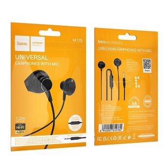 Наушники HOCO M125 Smart metal universal earphones with microphone (черные) 