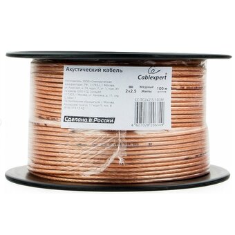  Акустический кабель Cablexpert CC-TC2x25-100M прозрачный 100м 