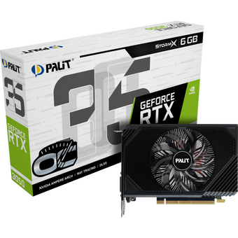  Видеокарта Palit RTX3050 Stormx OC (NE63050S18JE-1070F) Nvidia GeForce RTX 3050 PCI-E 4.0 6Gb 96bit GDDR6 1042/14000 DVIx1 HDMIx1 DPx1 HDCP Ret 