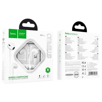  Наушники HOCO M1 Max crystal earphones with mic for Lightning (белый) 
