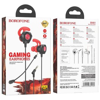  Наушники BOROFONE BM81 Happy sound wire-controlled gaming earphones with microphone (черный) 
