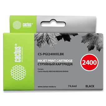  Картридж струйный Cactus CS-PGI2400XLBK черный для Canon MAXIFY iB4040/ МВ5040/ МВ5340 (74.6мл) 