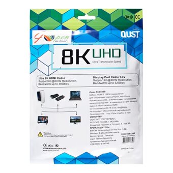  Кабель Vcom ACG859B-2.0 HDMI 19M/M, ver. 2.1 8KX60Hz Econom оплетка 2m iOpen 