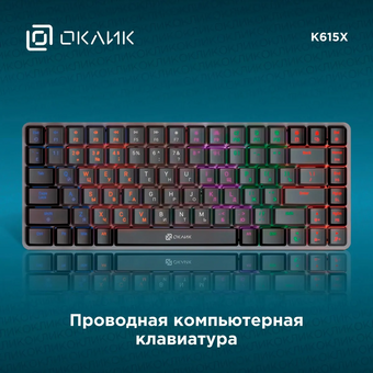  Клавиатура OKLICK K615X (1934413) механическая черный/серебристый USB Multimedia for gamer LED 