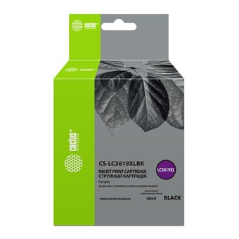  Картридж струйный Cactus CS-LC3619XLBK черный (68мл) для Brother MFC-J2330DW/J2730DW/J3530DW/J3930DW 