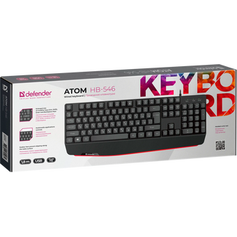  Клавиатура Defender Atom HB-546 RU (45546) проводная, черный 