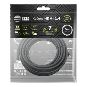  Кабель аудио-видео Cactus CS-HDMI.1.4-7 HDMI (m)/HDMI (m) 7м черный 