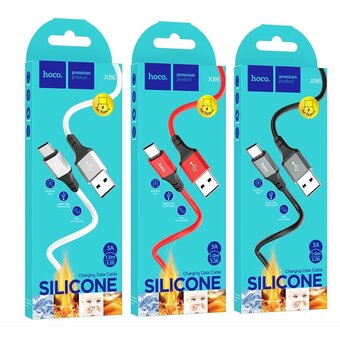  Дата-кабель HOCO X86 Spear silicone charging data cable Type-C 1м (черный) 