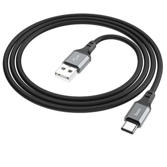  Дата-кабель HOCO X86 Spear silicone charging data cable Type-C 1м (черный) 