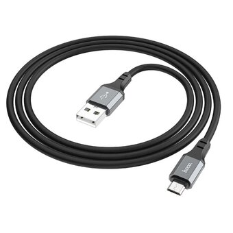  Дата-кабель HOCO X86 Micro Spear silicone charging data cable for micro 1 м (черный) 